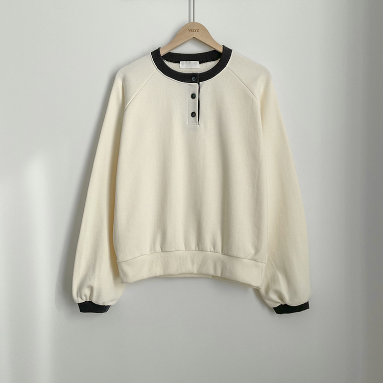 배색 버튼 나그랑 박시핏 벌룬 맨투맨 긴팔티셔츠 봄신상 봄맨투맨 봄옷