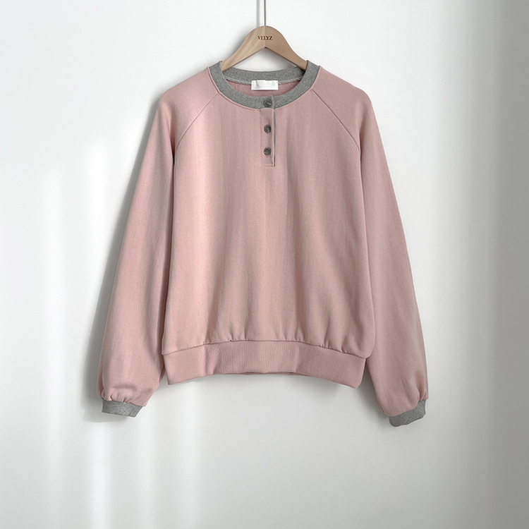 배색 버튼 나그랑 박시핏 벌룬 맨투맨 긴팔티셔츠 봄신상 봄맨투맨 봄옷