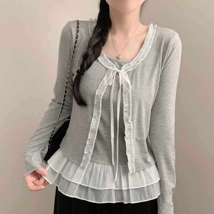 キャミソールレースカーディガン GREY