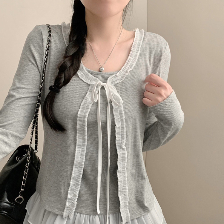 キャミソールレースカーディガン GREY