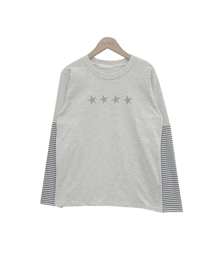レイヤードスタープリント長袖Tシャツ