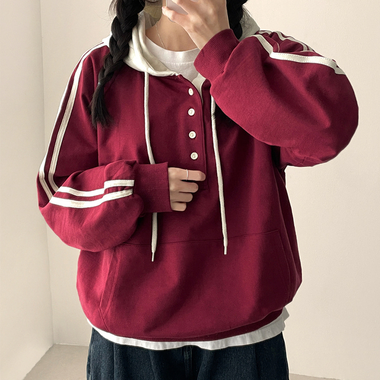 スナップボタンバイカラーラインフード WINE