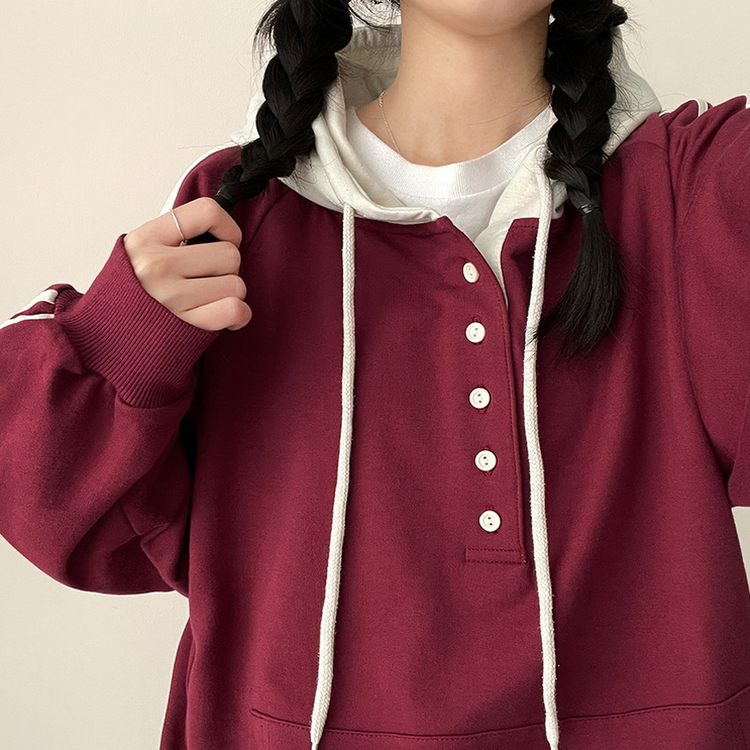 スナップボタンバイカラーラインフード WINE