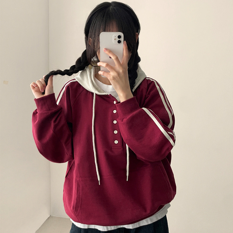 スナップボタンバイカラーラインフード WINE