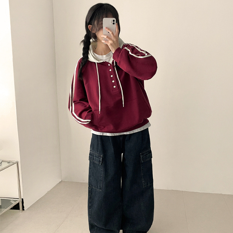 スナップボタンバイカラーラインフード WINE