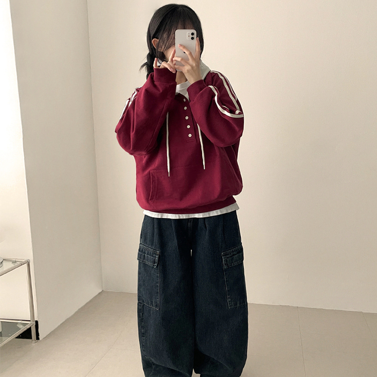 スナップボタンバイカラーラインフード WINE