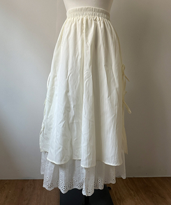 レースサイドリボンロングスカート