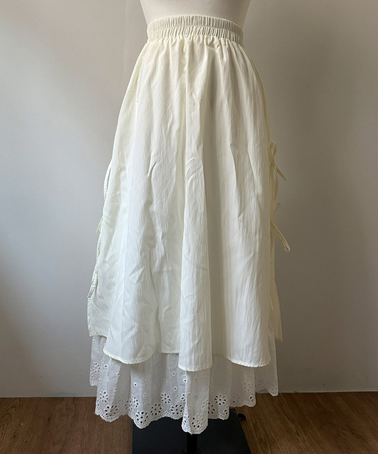 レースサイドリボンロングスカート