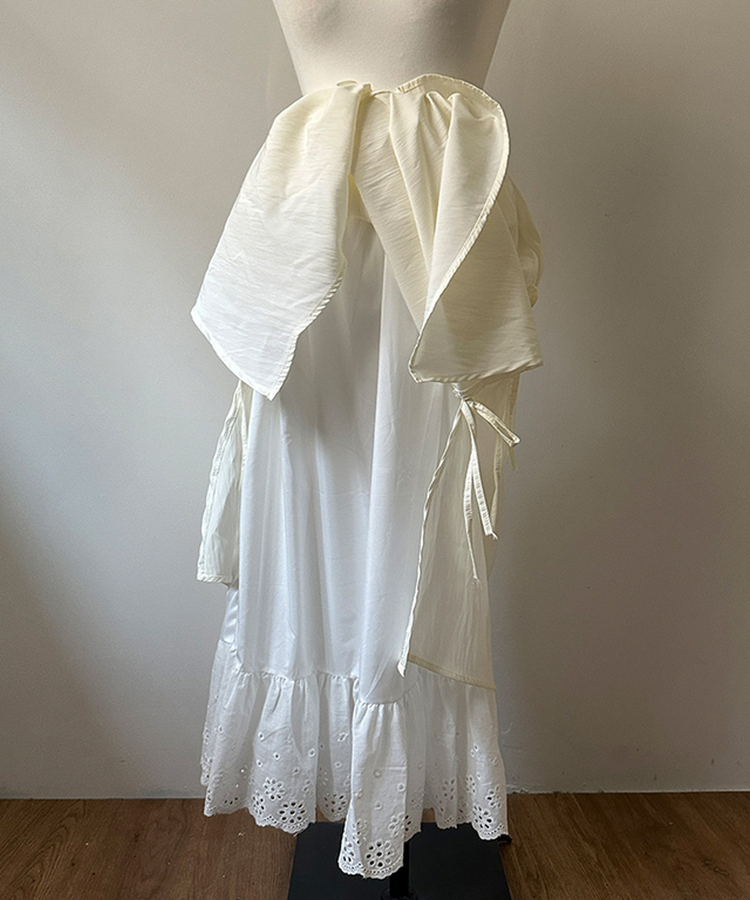 レースサイドリボンロングスカート