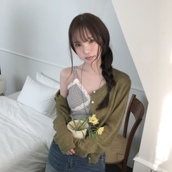 ウールラウンドペンダントカーディガン(6color) KHAKI