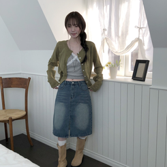 ウールラウンドペンダントカーディガン(6color) KHAKI