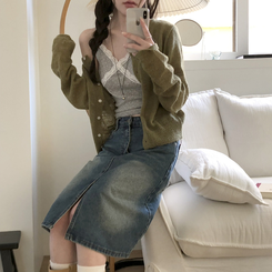 ウールラウンドペンダントカーディガン(6color) KHAKI