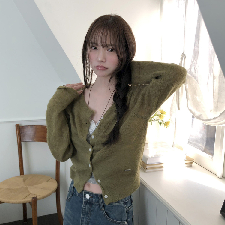 ウールラウンドペンダントカーディガン(6color) KHAKI