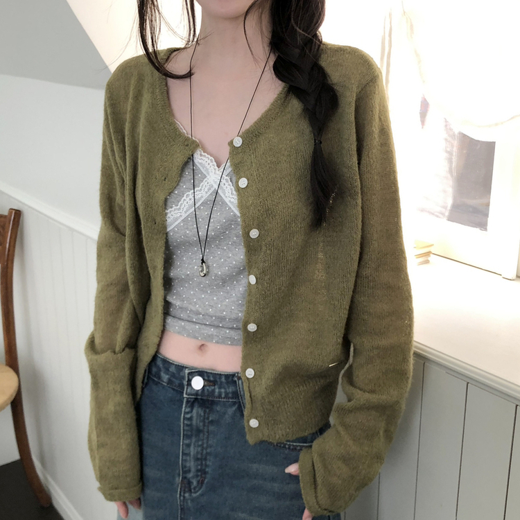 ウールラウンドペンダントカーディガン(6color) KHAKI