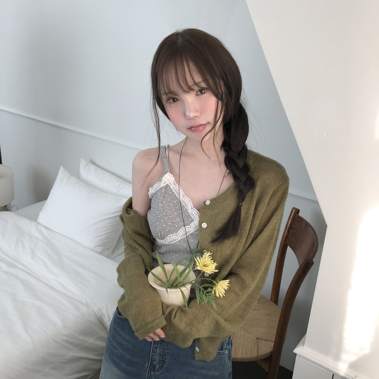 ウールラウンドペンダントカーディガン(6color) KHAKI