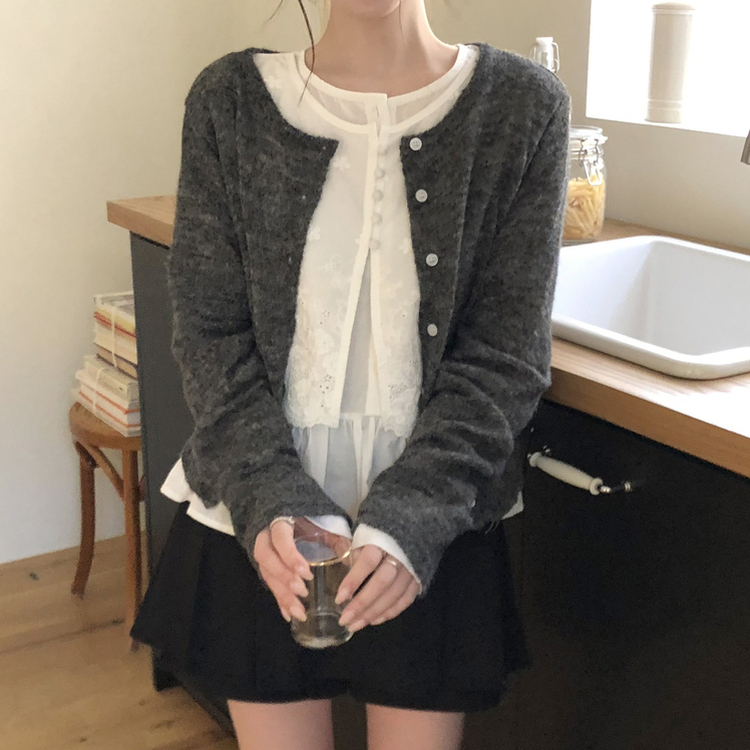 ウールラウンドペンダントカーディガン(6color) CHARCOAL