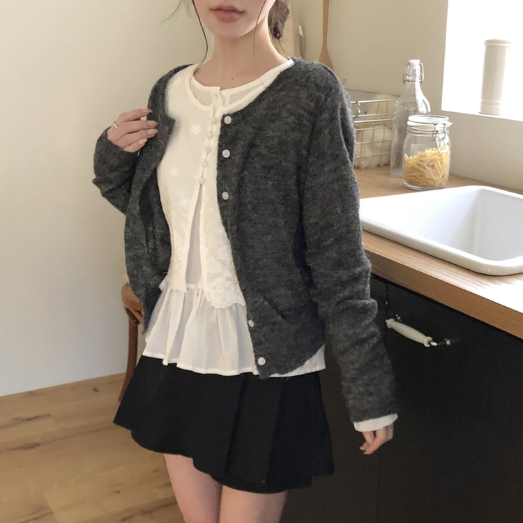 ウールラウンドペンダントカーディガン(6color) CHARCOAL