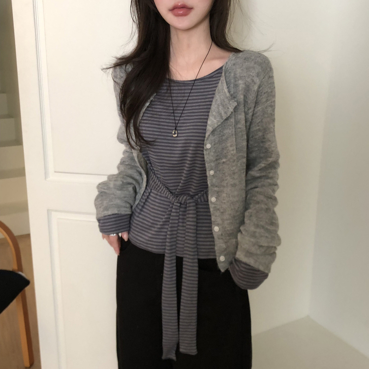 ウールラウンドペンダントカーディガン(6color) GREY