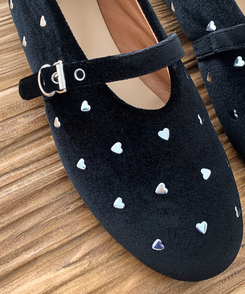 ハートベロアメリージェーンシューズ