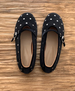 ハートベロアメリージェーンシューズ