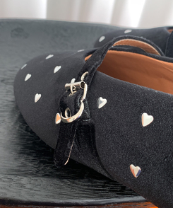 ハートベロアメリージェーンシューズ