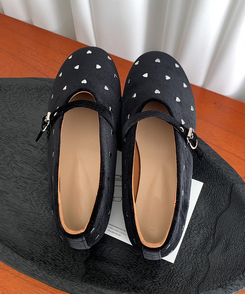 ハートベロアメリージェーンシューズ