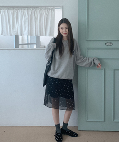 ハートベロアメリージェーンシューズ BLACK