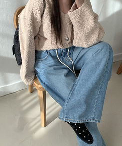 ハートベロアメリージェーンシューズ BLACK