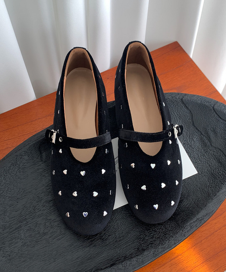 ハートベロアメリージェーンシューズ