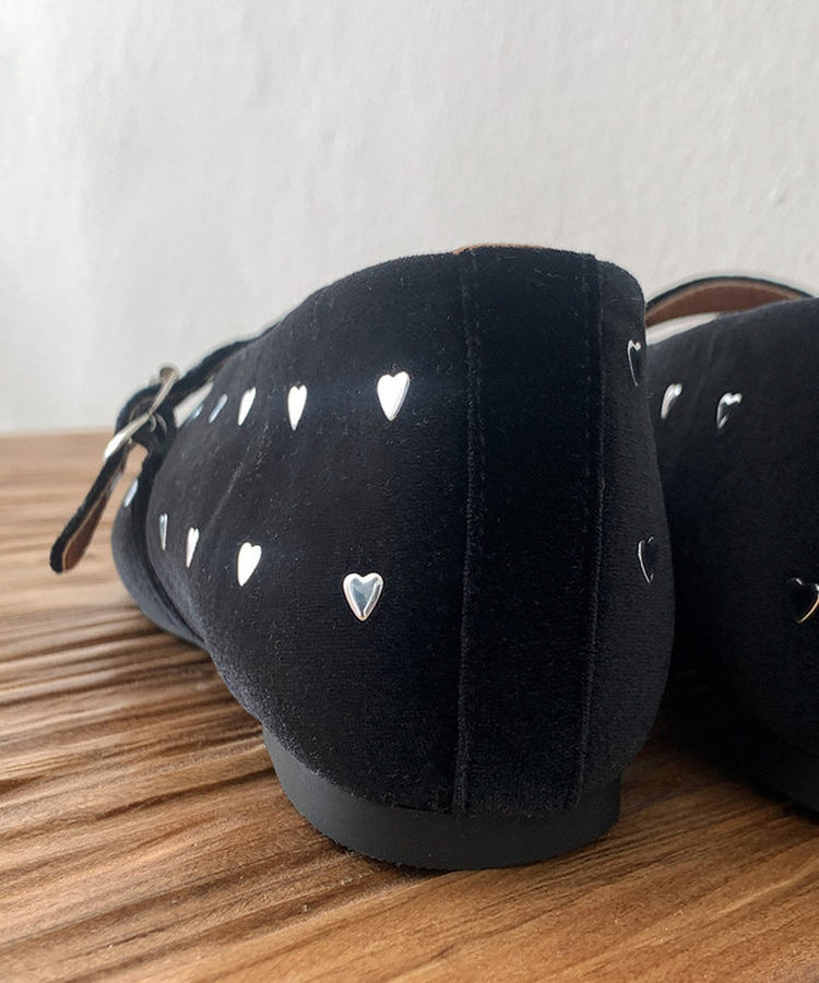 ハートベロアメリージェーンシューズ