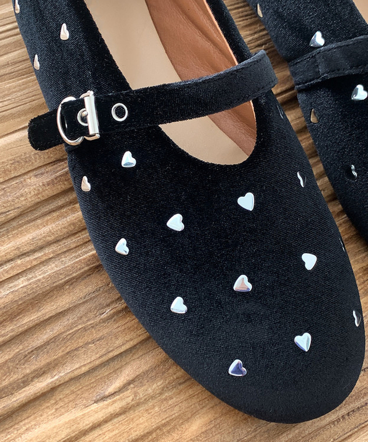 ハートベロアメリージェーンシューズ