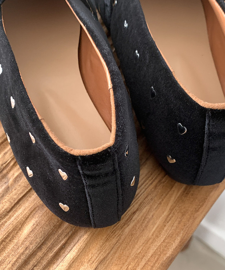 ハートベロアメリージェーンシューズ