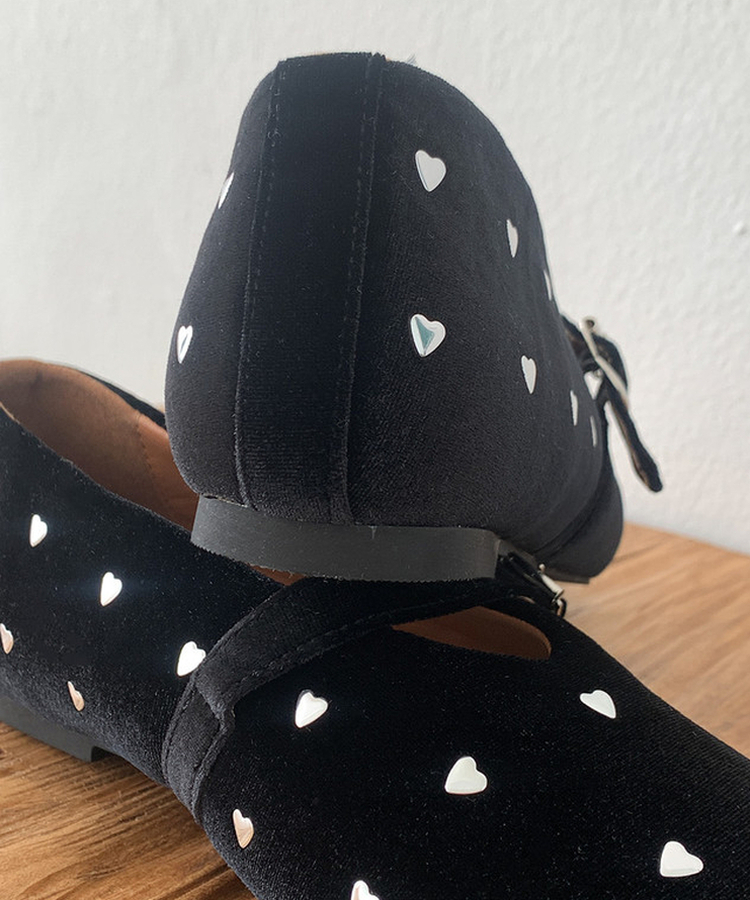 ハートベロアメリージェーンシューズ