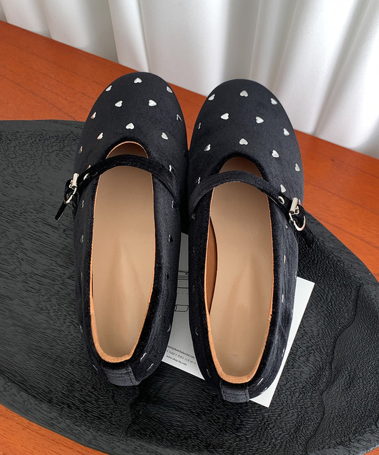 ハートベロアメリージェーンシューズ