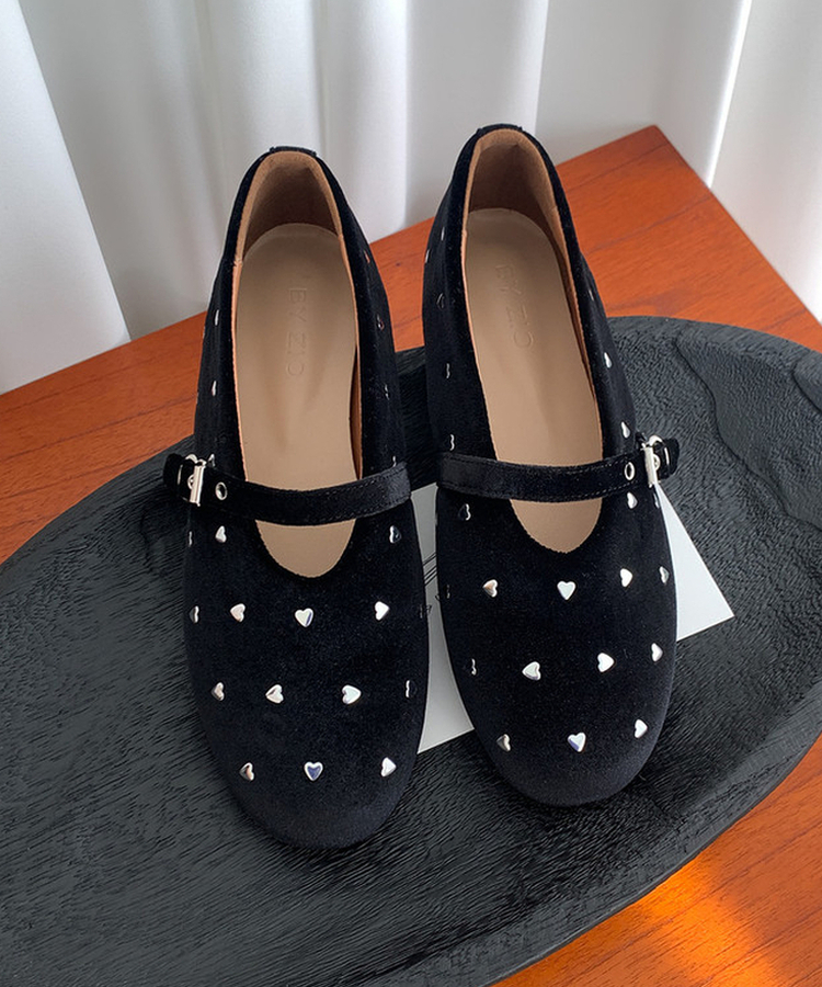 ハートベロアメリージェーンシューズ