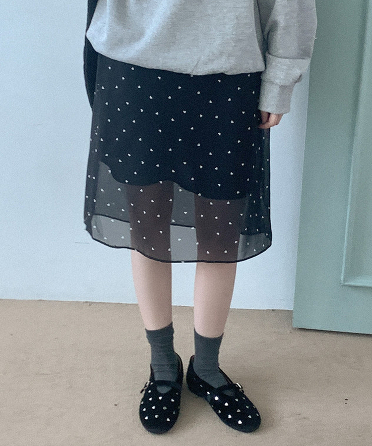 ハートベロアメリージェーンシューズ BLACK