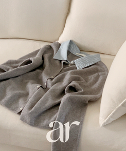 レイヤード風長袖ニットカーディガン GRAY