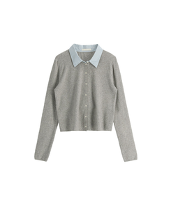 レイヤード風長袖ニットカーディガン