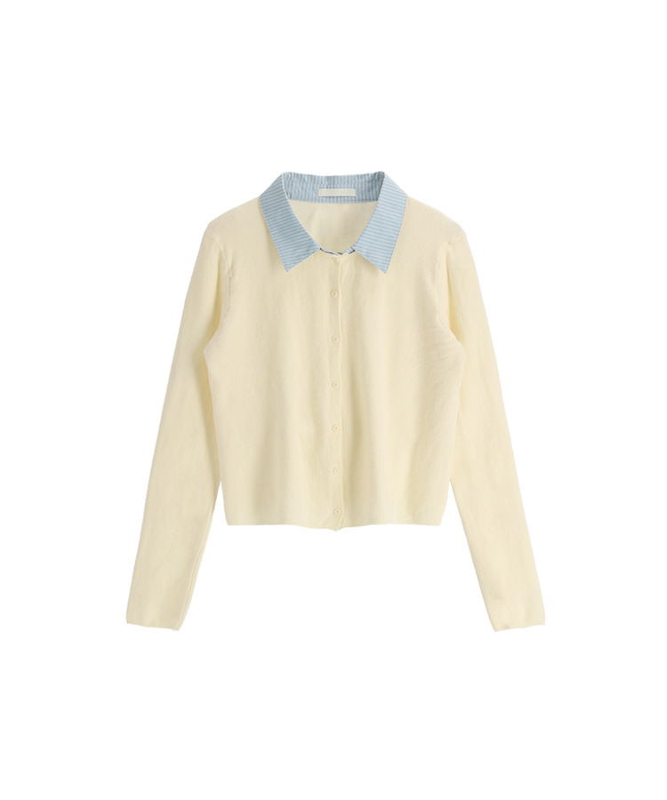 レイヤード風長袖ニットカーディガン