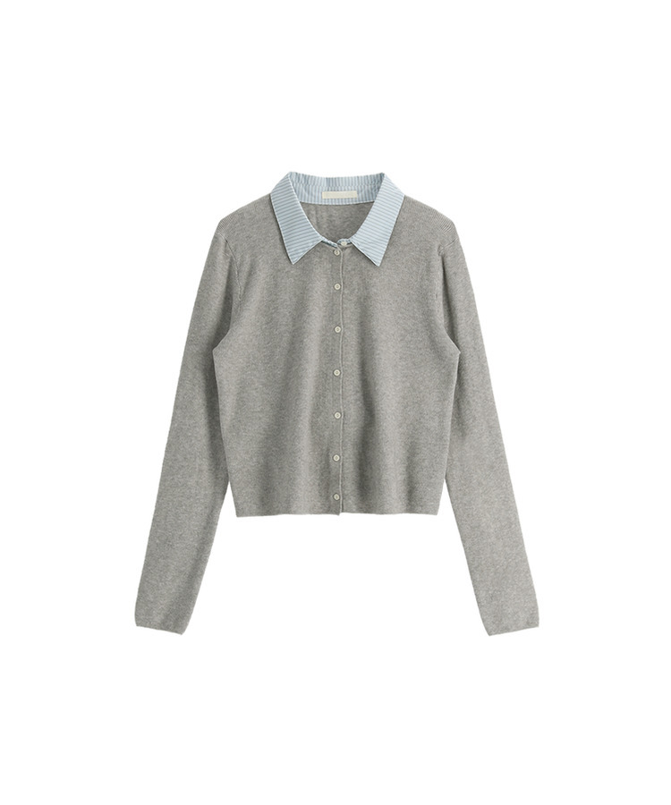 レイヤード風長袖ニットカーディガン