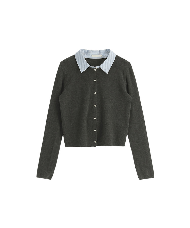 レイヤード風長袖ニットカーディガン