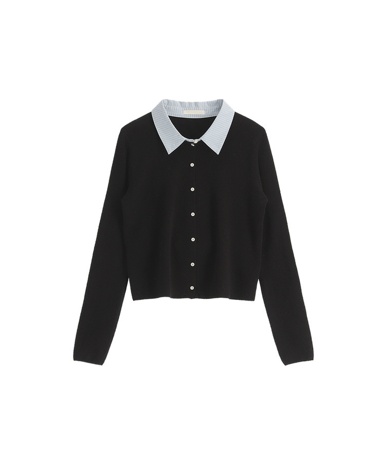 レイヤード風長袖ニットカーディガン