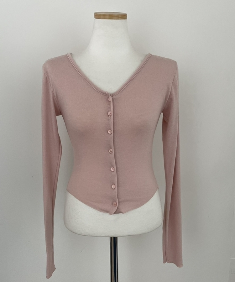 모찌 유라인 굴림 울 브이넥 슬림 가디건