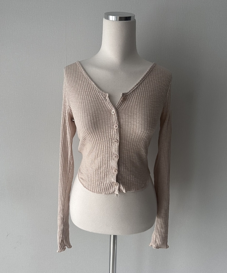 핵존예 사기핏 모짜 치즈 골지 니트 브이넥 가디건