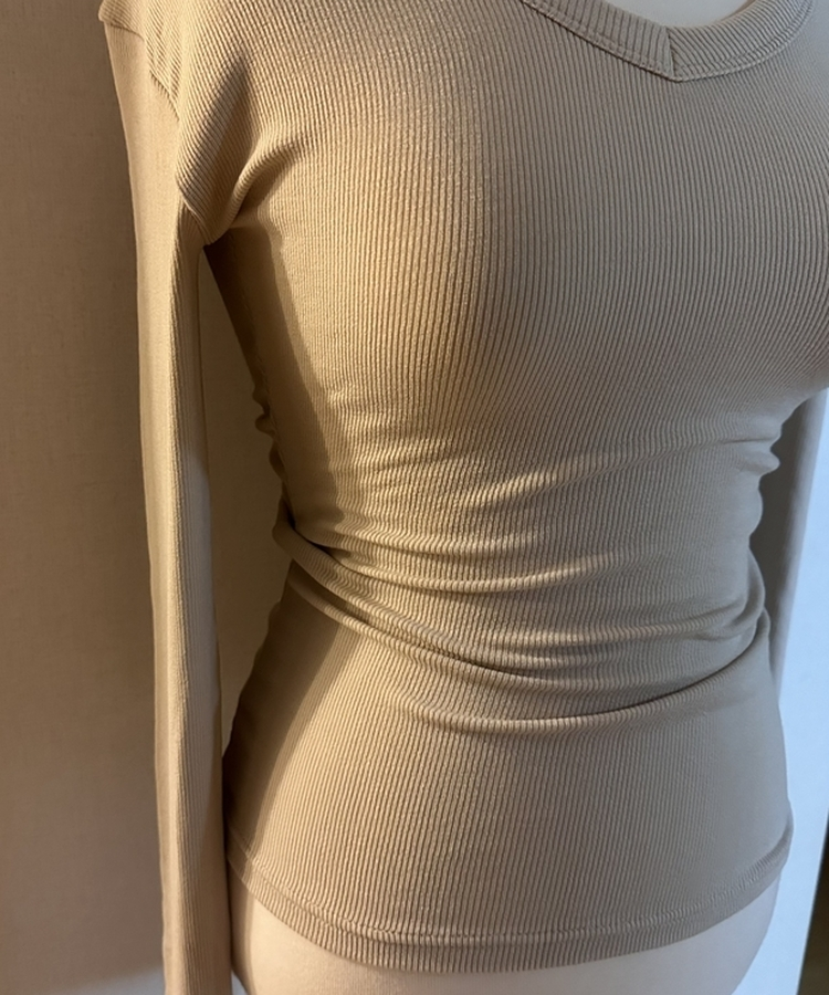 잘록허리 롱기장 롱슬리브 골반기장 브이넥 여리소매 긴팔 티
