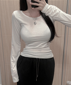 デイリーリブラウンド長袖Tシャツ(7color) IVORY