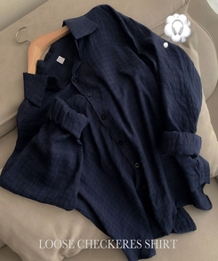ルーズフィットカジュアルチェックシャツ