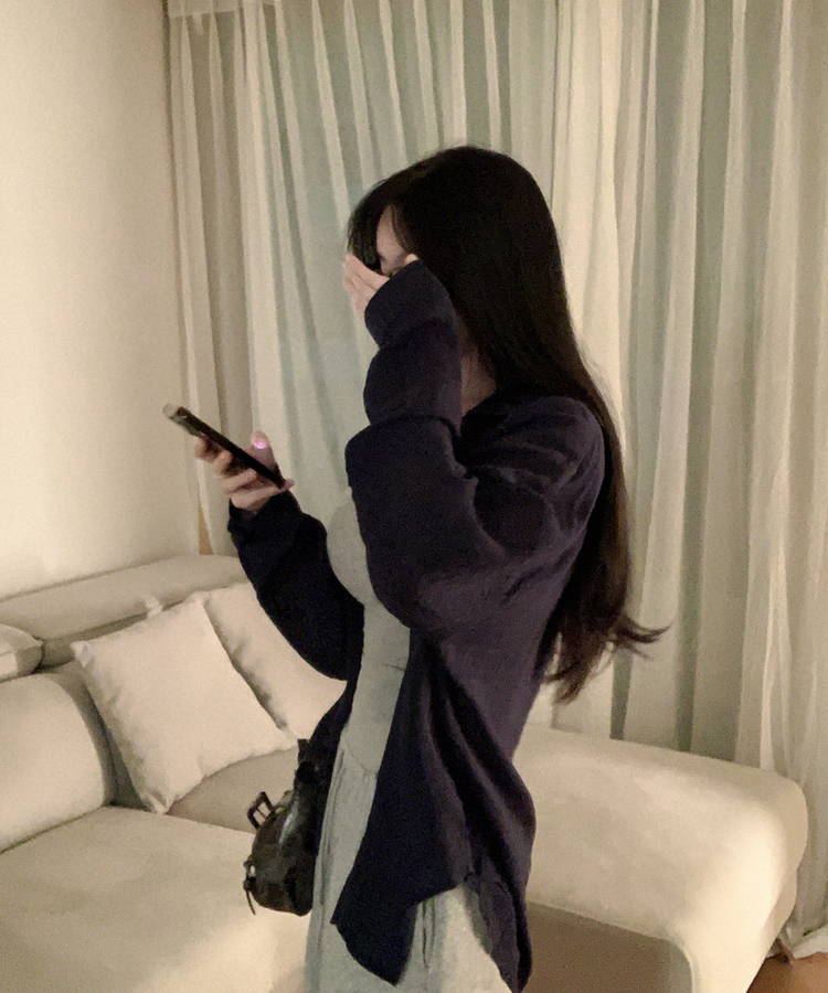 ルーズフィットカジュアルチェックシャツ DEEP BLUE