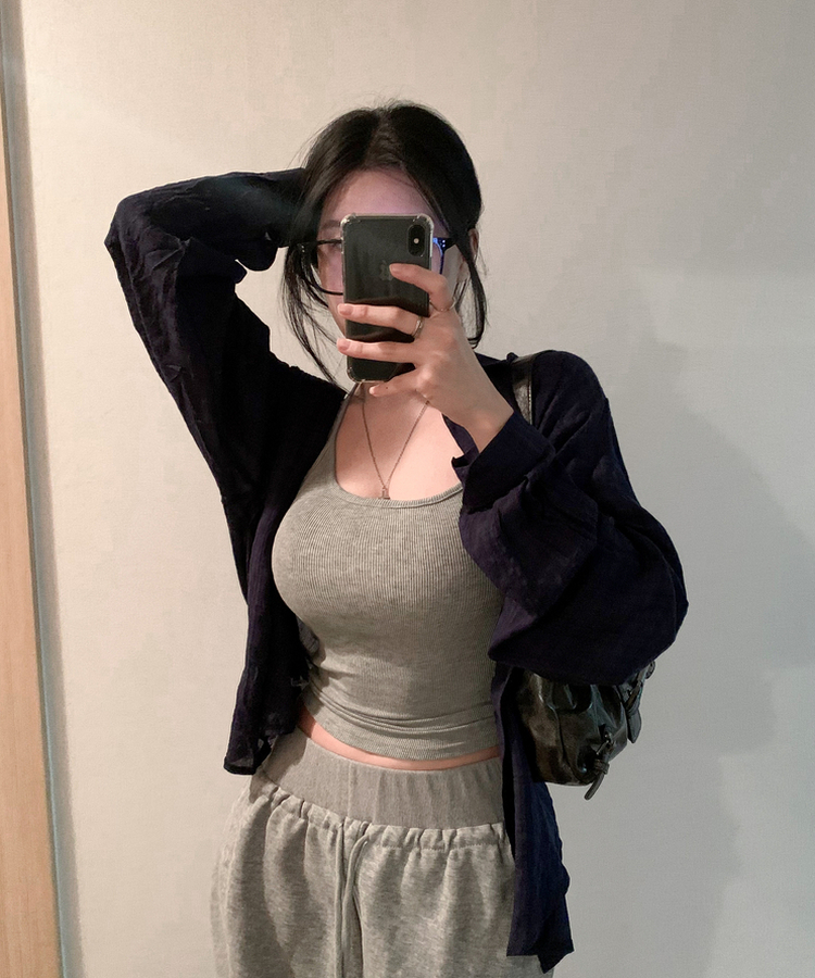 ルーズフィットカジュアルチェックシャツ DEEP BLUE