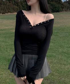 テンセルトトスナップロングスリーブ(5color) BLACK